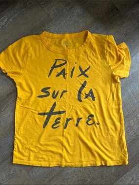 J. Crew Yellow Graphic Tee with Black Script